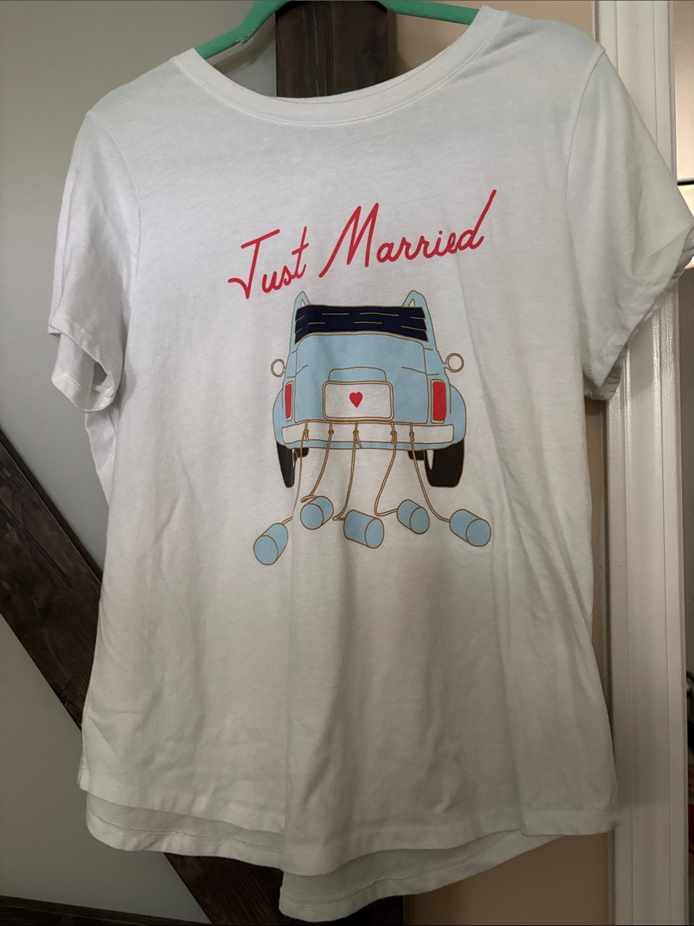 Old Navy Just Married Retro Car White Short Sleeve Tee